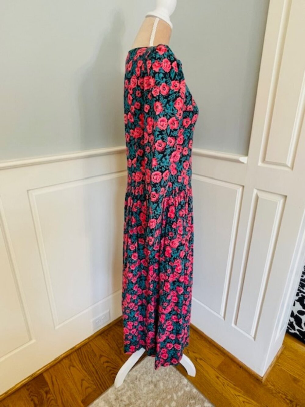 Komil Honolulu Vintage Cottagcore Floral Drop Waist Midi Dress Button Front Sm - Picture 7 of 10